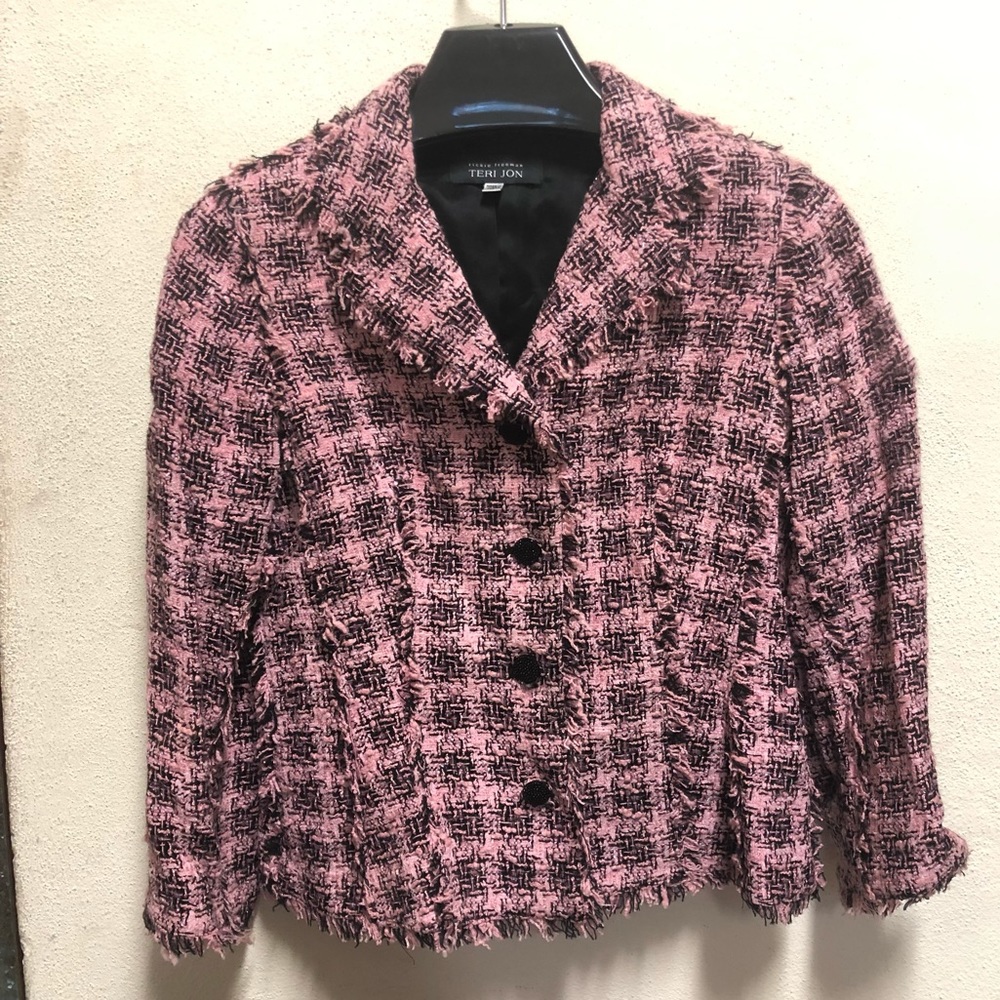 RICKIE FREEMAN TERI JON pink and black blazer
